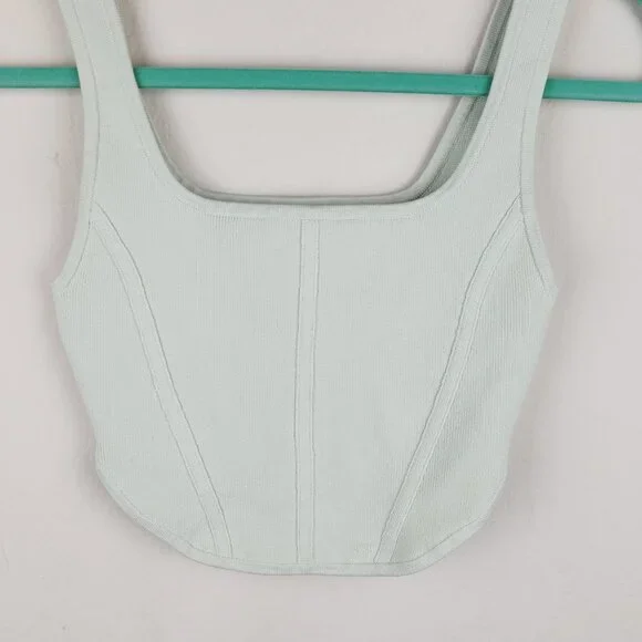Aritzia Babaton Sculpt Knit Square Neck Bustier Crop Tank Top sz S - Picture 3 of 9